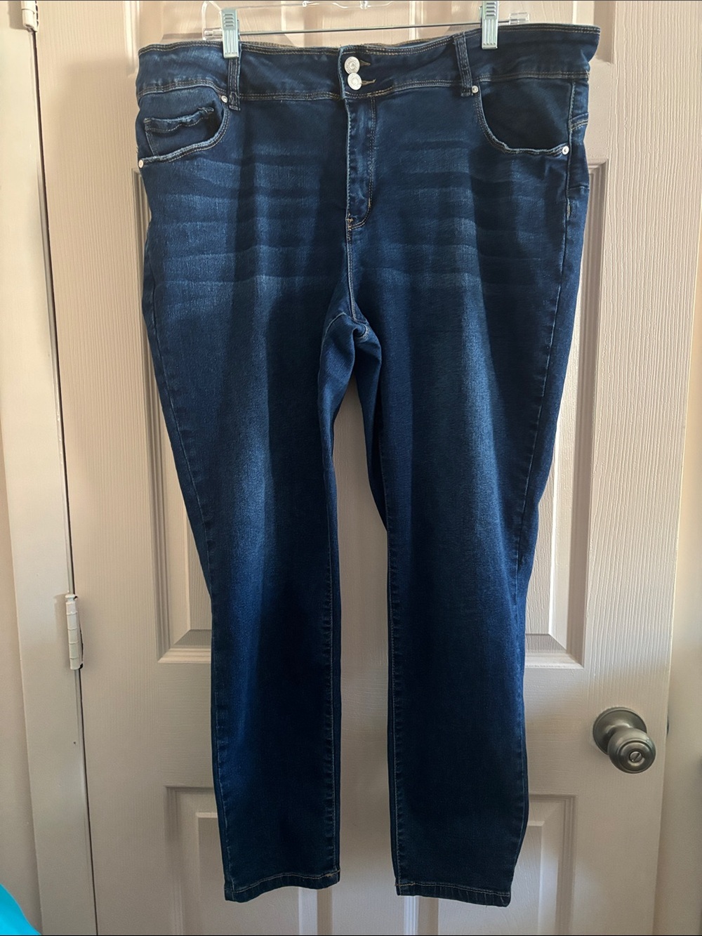 Dark Wash Stretch Denim Jeans - Deep Blue
